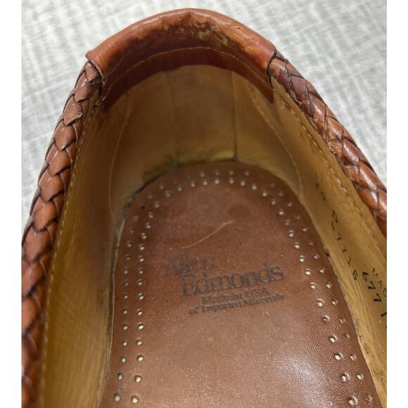 Allen Edmonds Men\'s 10 D Maxfield Leather Braided Loafers Chestnut Brown USA main image 7